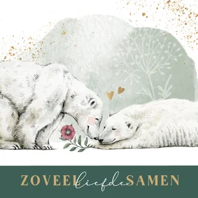 Felicitatie huwelijk met twee liefdevolle ijsberen