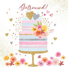 Felicitatie huwelijk taart pastel