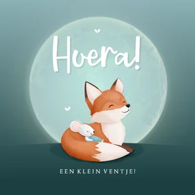 Felicitatie jongen sfeervolle maan met vosje en kleine muis