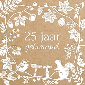 Felicitatie jubileum vink eekhoorn bessen en takken
