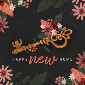 Felicitatie kaart huis 'Happy new home' met sleutel