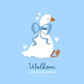 Felicitatie kaart lief klein eendje geboorte met strik blauw