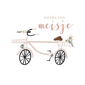 Felicitatie kaart meisje hip roze fietsje