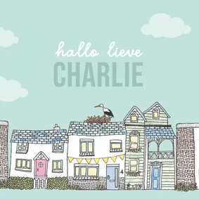 Felicitatie kaart met schattige huisjes