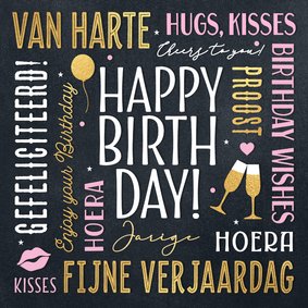 Felicitatie kaart verjaardag vrouw teksten krijtbord