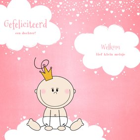 Felicitatie kaartje lief prinsesje wolken en hartjes