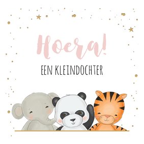 Felicitatie kleinkind - jungledieren met confetti