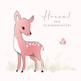 Felicitatie kleinkind prachtige illustratie hert en vlinder