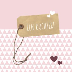 Felicitatie -Label roze driehoek