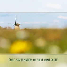Felicitatie landschap met molen