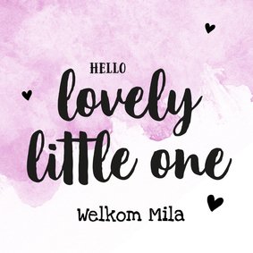 Felicitatie - lovely little one met naam roze