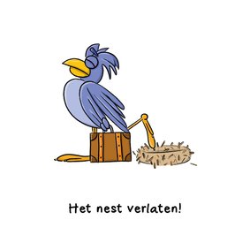 Felicitatie nieuwe woning het nest verlaten kaart