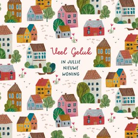 Felicitatie nieuwe woning huisjes patroon