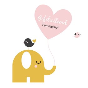 Felicitatie - Olifant met hartjes ballon