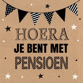 Felicitatie pensioen kraft slinger typografie