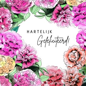 Felicitatie pioenbloemen