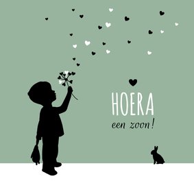 Felicitatie - Silhouet jongen met bloem