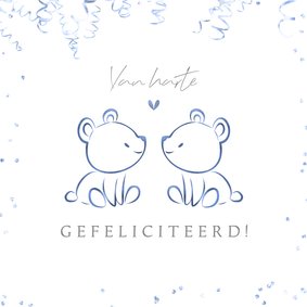 Felicitatie tweeling lijntekening beertjes