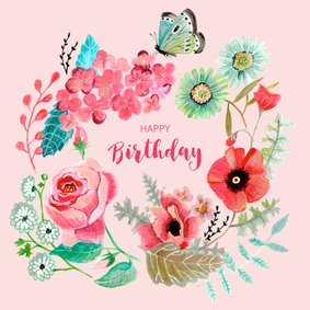 Felicitatie Verjaardag Bloemen krans