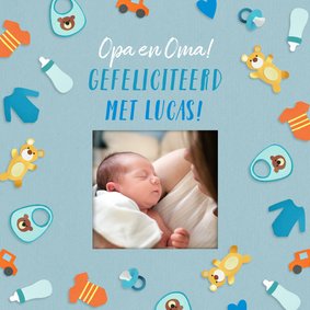 Felicitatie voor opa en oma fotokaart jongen