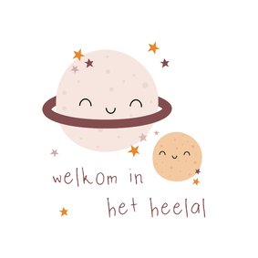 Felicitatie welkom in het heelal planeten