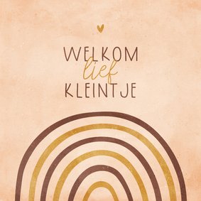 Felicitatie welkom lief kleintje regenboog met goud