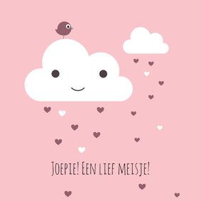 Felicitatie Wolk met roze harten