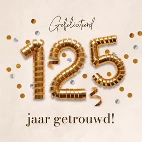 Felicitatiekaart 12,5 jaar getrouwd slingers cijfers koper