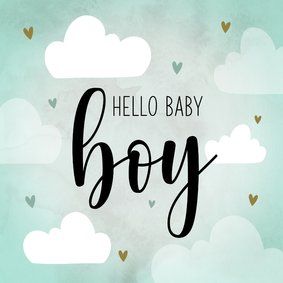 Felicitatiekaart baby boy met wolkjes