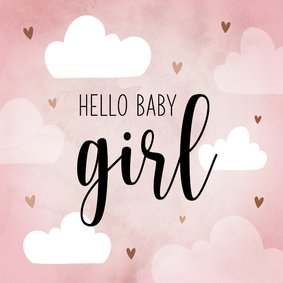 Felicitatiekaart baby girl met hartjes