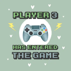Felicitatiekaart baby op komst gamers controller hartjes