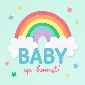Felicitatiekaart baby op komst regenboog