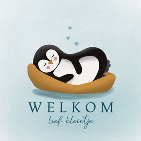 Felicitatiekaart baby pinguïn geboorte jongen