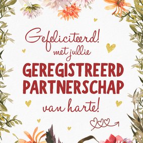 Felicitatiekaart bloemen geregistreerd partnerschap 