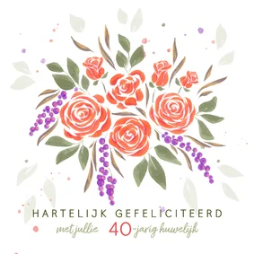 Felicitatiekaart boeket oranje rozen