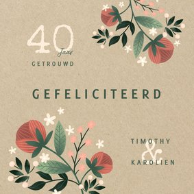 Felicitatiekaart botanisch met bloemen, planten en kraftlook