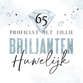 Felicitatiekaart briljanten huwelijksjubileum 65 jaar 