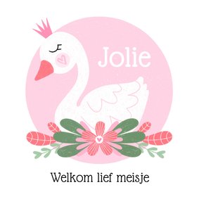 Felicitatiekaart dochter zwaan roze / groen