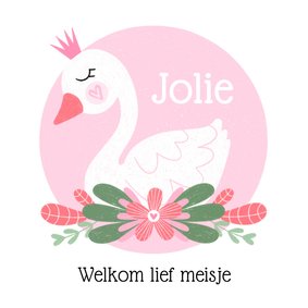 Felicitatiekaart dochter zwaan roze / groen