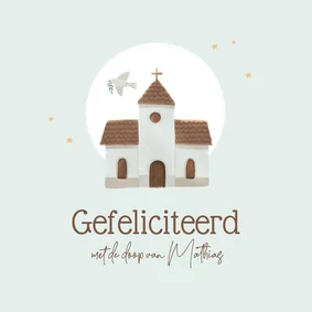 Felicitatiekaart doop kerk christelijk kerk witte duif