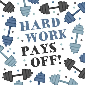 Felicitatiekaart fitness hard work pays off goed bezig