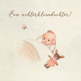 Felicitatiekaart geboorte - Achterkleindochter met vlinder