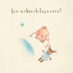 Felicitatiekaart geboorte - Achterkleinzoon met vlinder