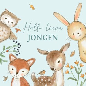 Felicitatiekaart geboorte - bosdieren herfst jongen