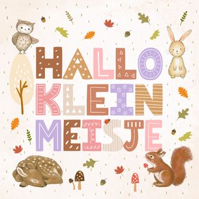 Felicitatiekaart geboorte - Bosdieren meisje