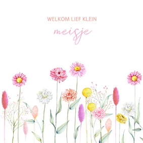 Felicitatiekaart geboorte droogbloemetjes