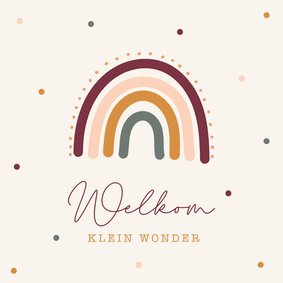 Felicitatiekaart geboorte en kleurrijke regenboog
