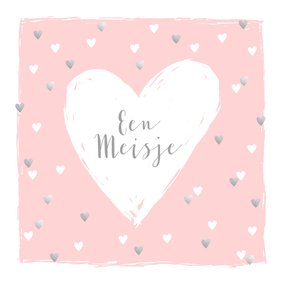 Felicitatiekaart geboorte hartjes hip roze 