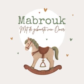 Felicitatiekaart geboorte islamitisch jongen hobbelpaard