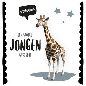 Felicitatiekaart geboorte jongen giraffe